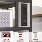 Supporto Grande per Stampante Mobile con Prese di Corrente e Porte USB – Carrello a 3 Ripiani con Ruote