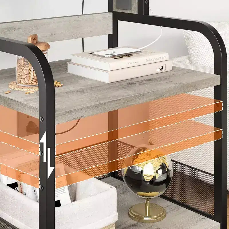 Supporto Grande per Stampante Mobile con Prese di Corrente e Porte USB – Carrello a 3 Ripiani con Ruote