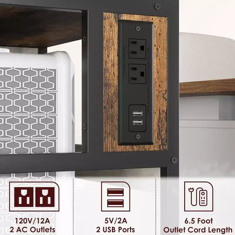 Supporto Grande per Stampante Mobile con Prese di Corrente e Porte USB – Carrello a 3 Ripiani con Ruote