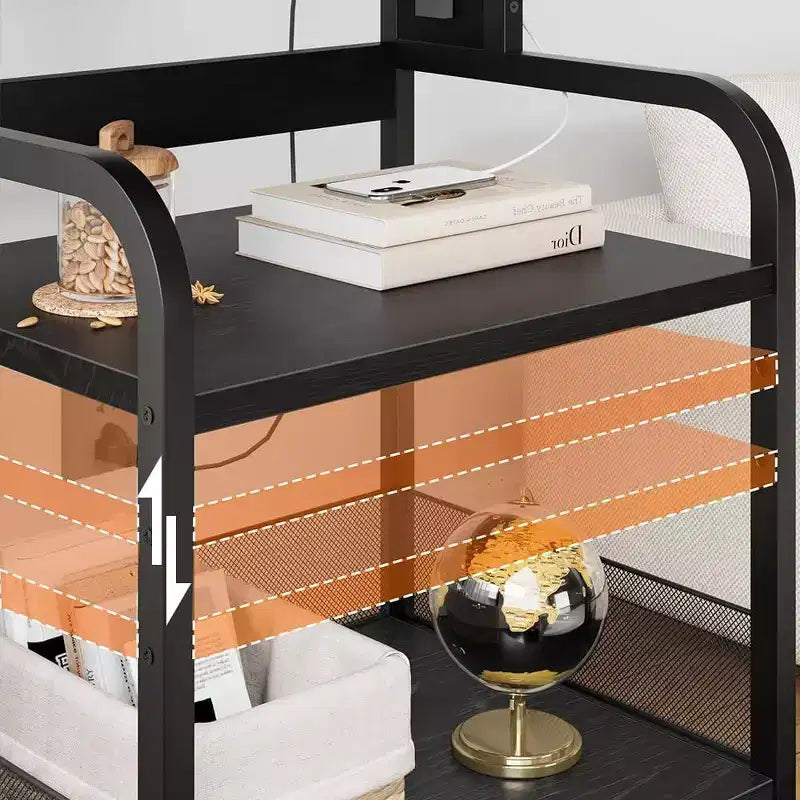 Supporto Grande per Stampante Mobile con Prese di Corrente e Porte USB – Carrello a 3 Ripiani con Ruote