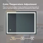 Specchio da bagno 32x24" con dimmer tattile a 3 colori, antiappannamento e impermeabile