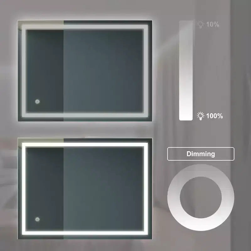 Specchio da bagno 32x24" con dimmer tattile a 3 colori, antiappannamento e impermeabile