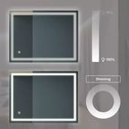 Specchio da bagno 32x24" con dimmer tattile a 3 colori, antiappannamento e impermeabile
