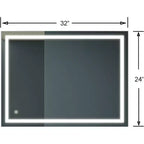 Specchio da bagno 32x24" con dimmer tattile a 3 colori, antiappannamento e impermeabile