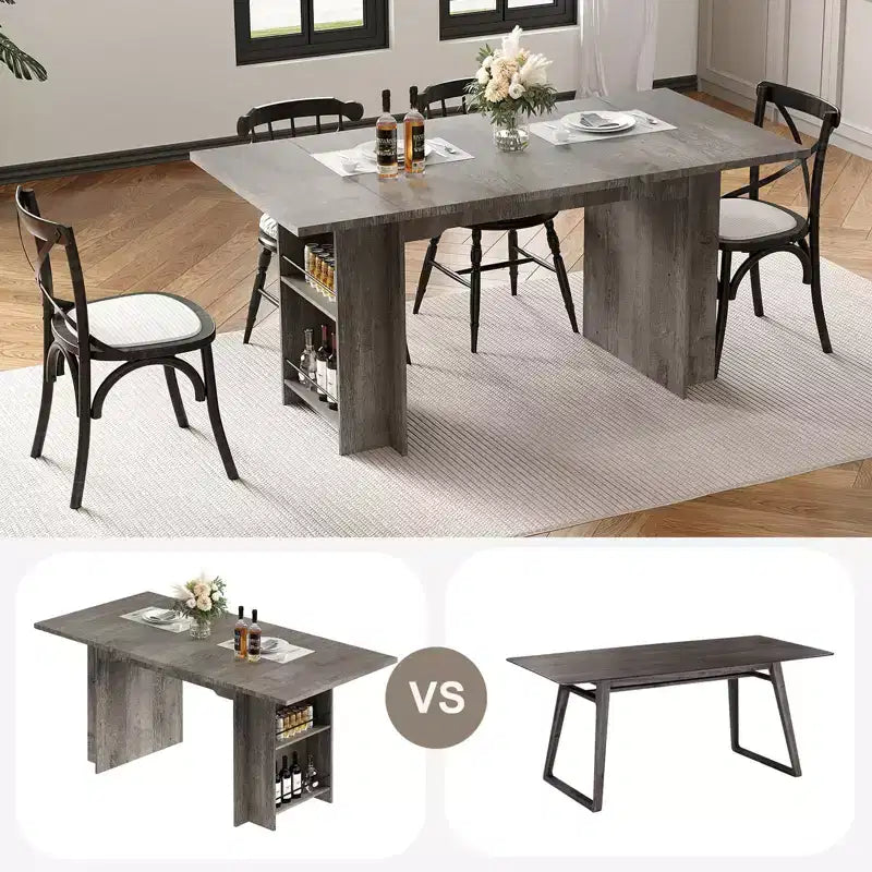 Tavolo da pranzo da 160 cm con 4 ripiani – Per 4-6 persone, ampio ripiano in legno