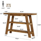 Consolle da 47" in legno massello con 3 ripiani – Tavolo d'ingresso stretto stile rustico
