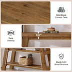 Consolle da 47" in legno massello con 3 ripiani – Tavolo d'ingresso stretto stile rustico