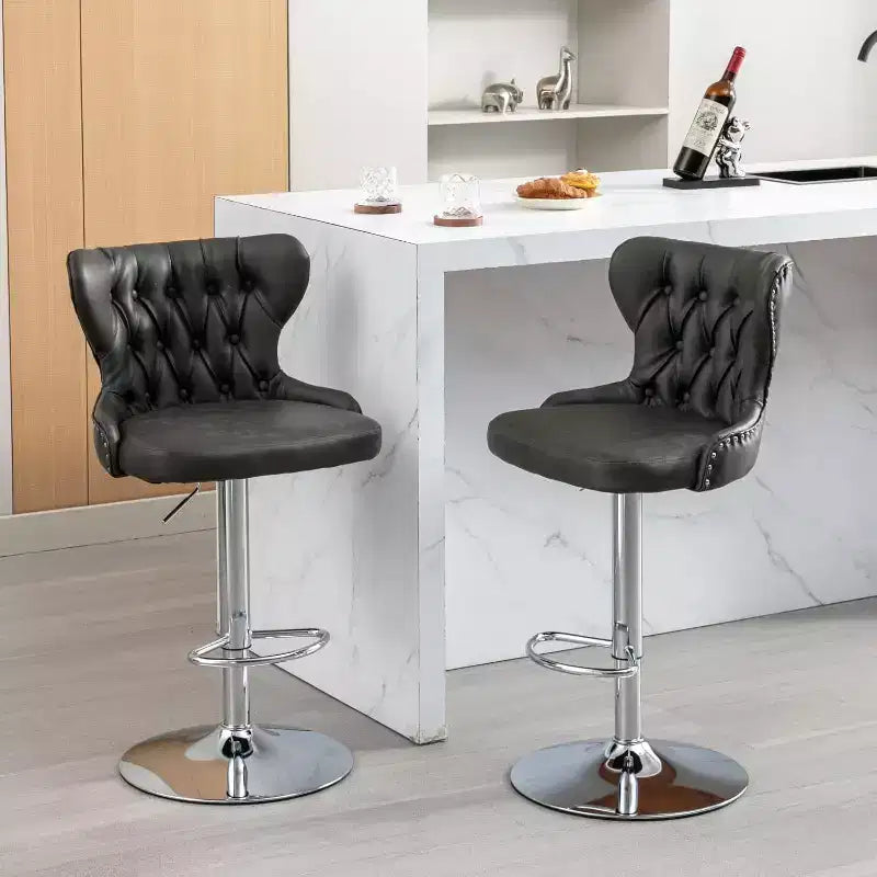 Sgabelli da bar moderni girevoli, altezza regolabile 63-84 cm, rivestiti in pelle PU con schienale, per isola cucina, home bar, bancone