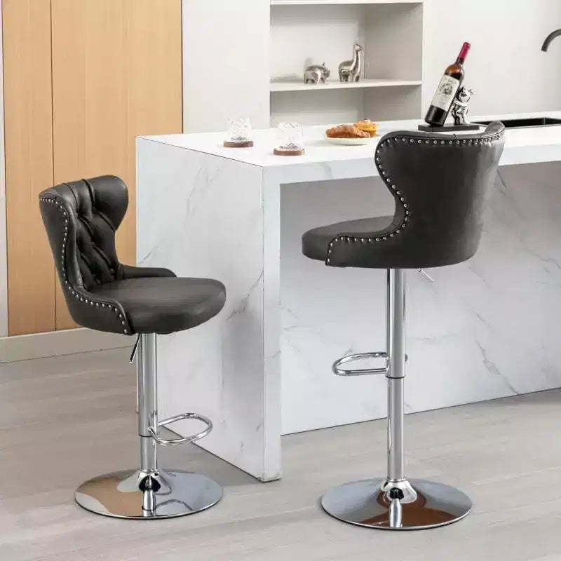 Sgabelli da bar moderni girevoli, altezza regolabile 63-84 cm, rivestiti in pelle PU con schienale, per isola cucina, home bar, bancone