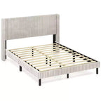 Letto Matrimoniale in Velluto con Testiera Wingback – Nessuna Rete a Molle Necessaria