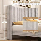 Letto Matrimoniale in Velluto con Testiera Wingback – Nessuna Rete a Molle Necessaria