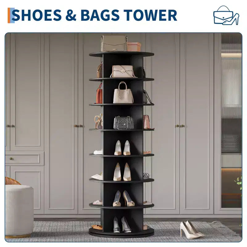Scarpiera a torre rotante a 7 livelli, espositore verticale girevole per scarpe, scarpiera a carosello rotonda, rotazione a 360°