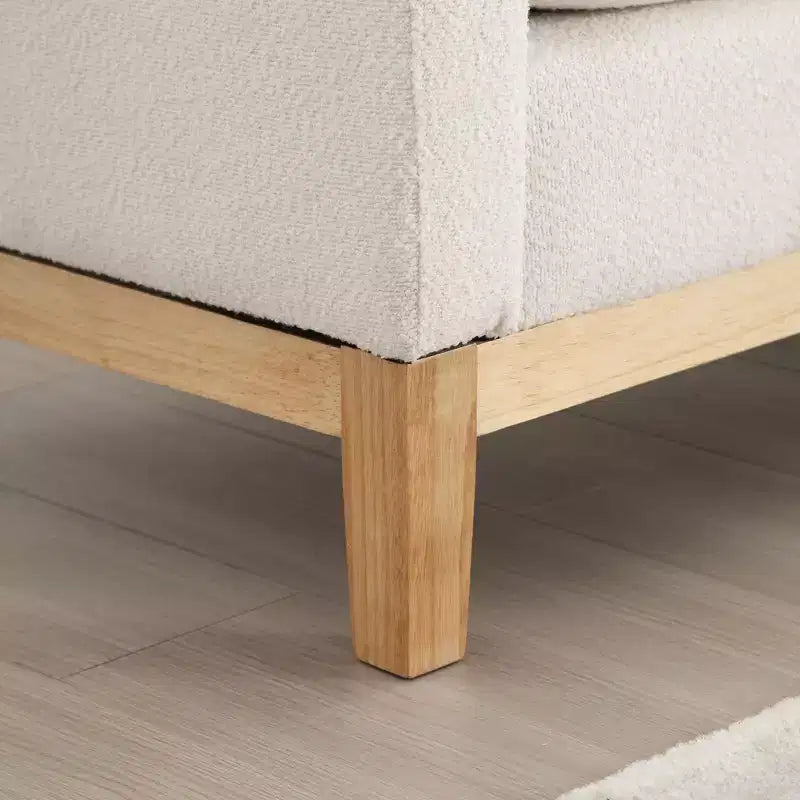 Panca rivestita da 53,5 pollici di larghezza, gambe in legno e cuscini a rullo, tessuto Boucle, per camera da letto, soggiorno, ingresso
