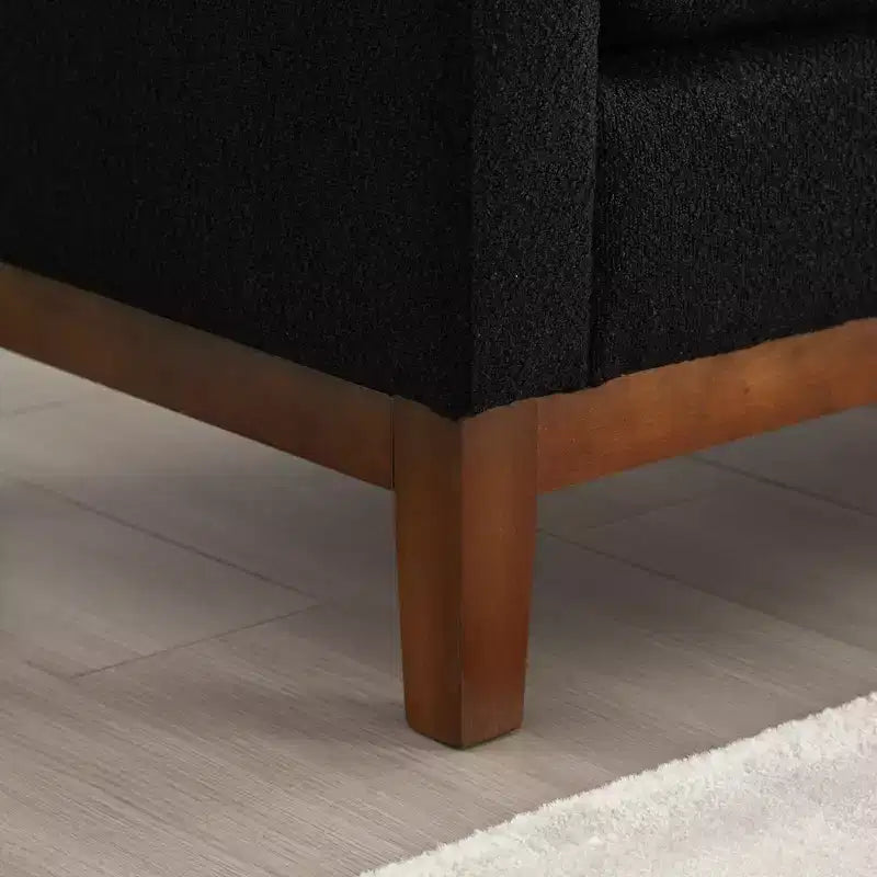 Panca rivestita da 53,5 pollici di larghezza, gambe in legno e cuscini a rullo, tessuto Boucle, per camera da letto, soggiorno, ingresso
