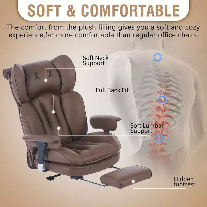Sedia da ufficio ergonomica per persone alte e robuste – Sedia da scrivania resistente con supporto lombare