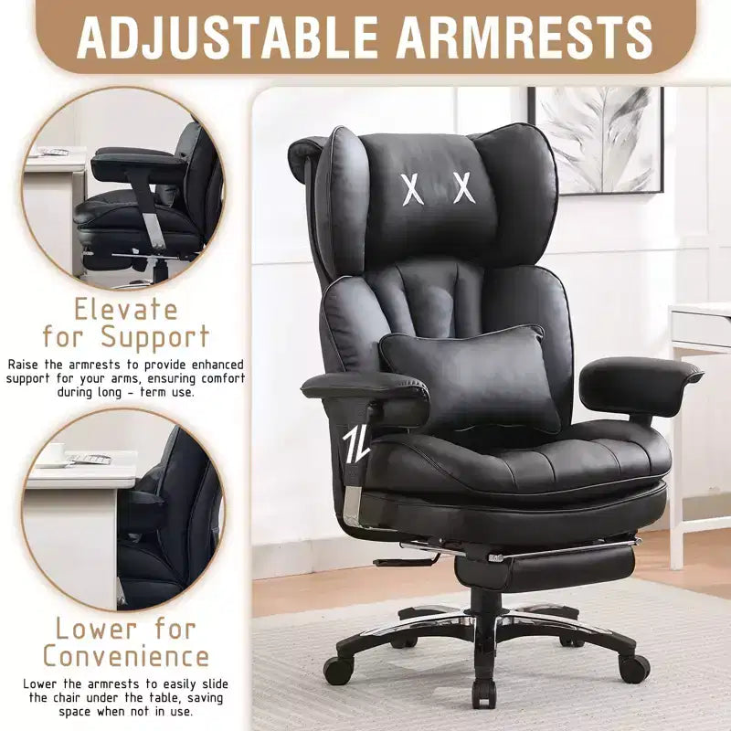 Sedia da ufficio ergonomica per persone alte e robuste – Sedia da scrivania resistente con supporto lombare