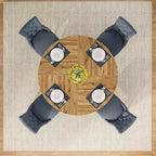 Tavolo da pranzo grande rotondo in legno stile rustico con base a croce