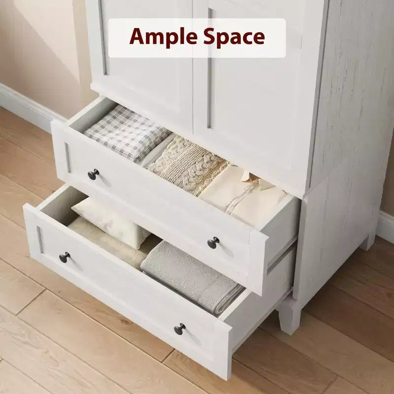 Armadio guardaroba con 2 cassetti – Mobile contenitore indipendente per camera da letto