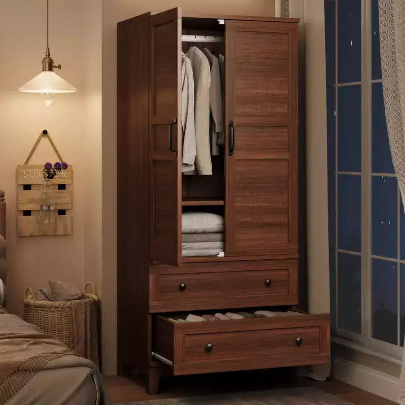 Armadio guardaroba con 2 cassetti – Mobile contenitore indipendente per camera da letto