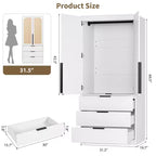 Armadio guardaroba in rattan con 3 cassetti – Contenitore bohémien per camera da letto