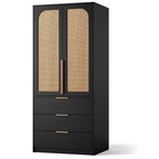 Armadio guardaroba in rattan con 3 cassetti – Contenitore bohémien per camera da letto