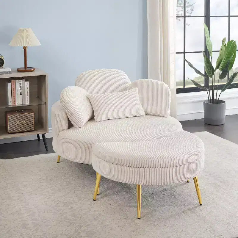 Divano letto chaise longue piccolo con poggiapiedi contenitore mobile