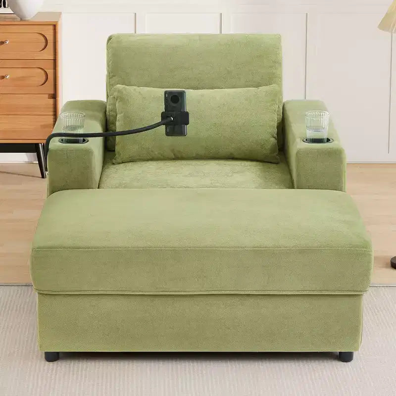 Divano Letto Moderno Chaise Longue con Ottomana Mobile Contenitore