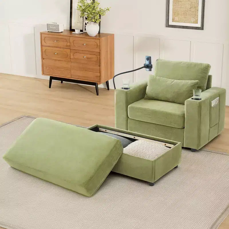 Divano Letto Moderno Chaise Longue con Ottomana Mobile Contenitore