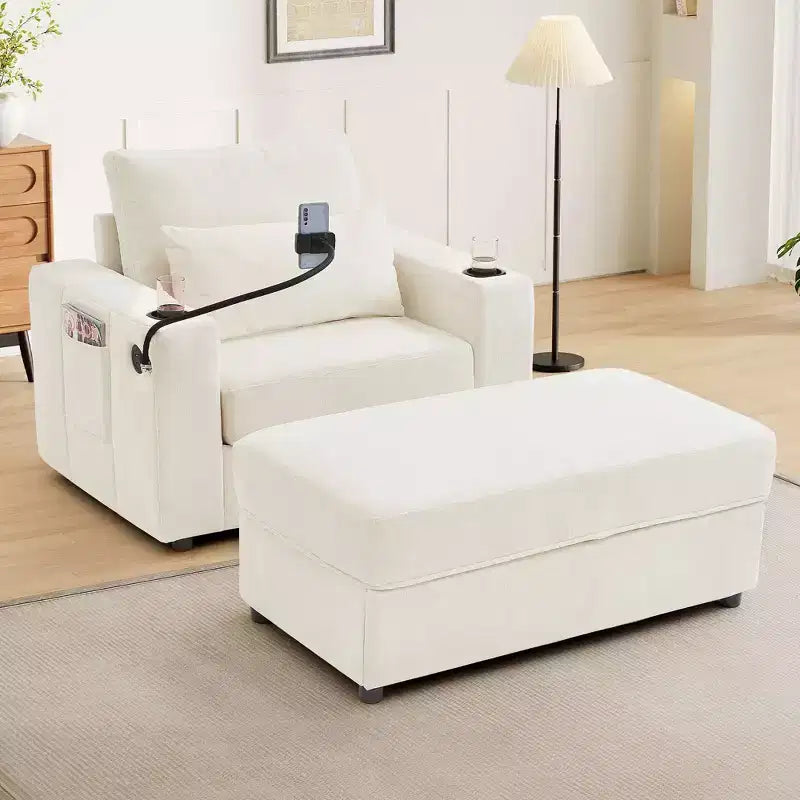 Divano Letto Moderno Chaise Longue con Ottomana Mobile Contenitore