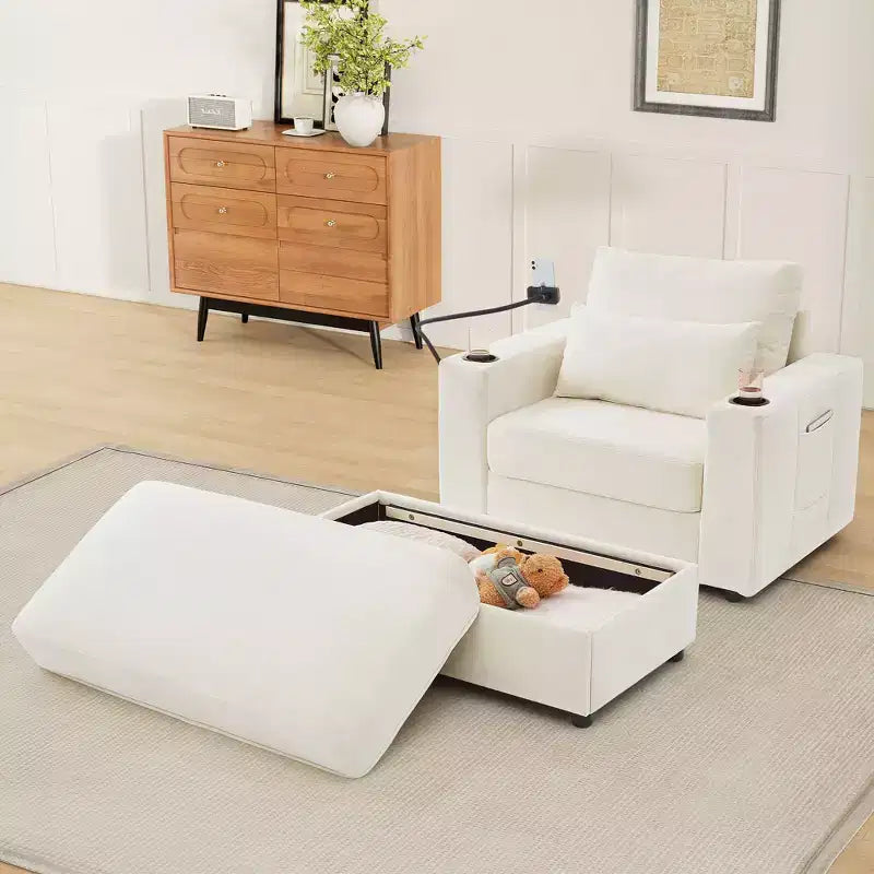 Divano Letto Moderno Chaise Longue con Ottomana Mobile Contenitore