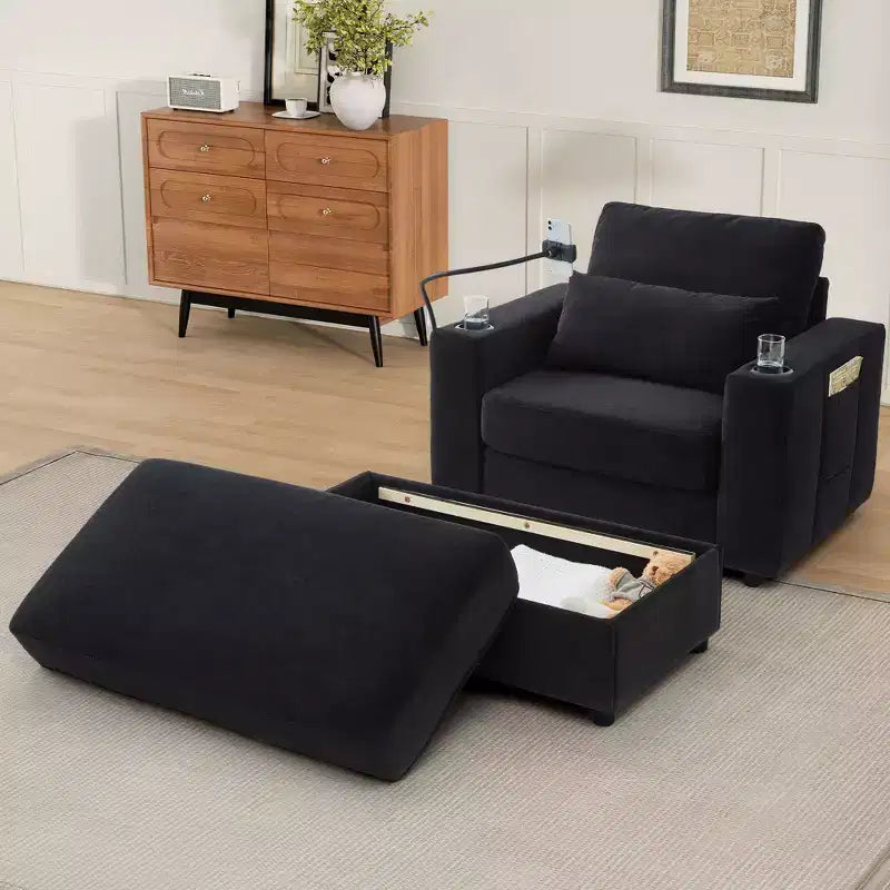 Divano Letto Moderno Chaise Longue con Ottomana Mobile Contenitore