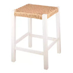 Sgabello da bar in legno da 60 cm con sedile in corda – Stile fattoria costiera