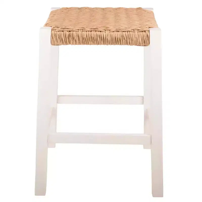 Sgabello da bar in legno da 60 cm con sedile in corda – Stile fattoria costiera