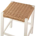 Sgabello da bar in legno da 60 cm con sedile in corda – Stile fattoria costiera