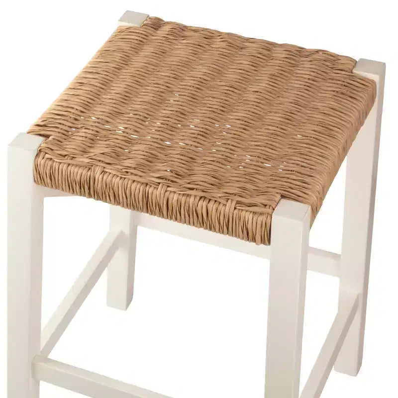 Sgabello da bar in legno da 60 cm con sedile in corda – Stile fattoria costiera