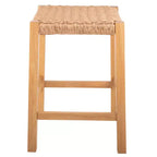 Sgabello da bar in legno da 60 cm con sedile in corda – Stile fattoria costiera