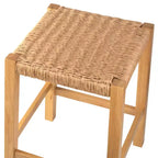 Sgabello da bar in legno da 60 cm con sedile in corda – Stile fattoria costiera