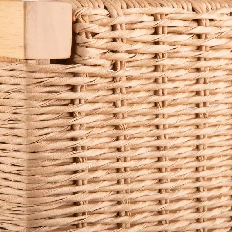 Sgabello da bar in legno da 60 cm con sedile in corda – Stile fattoria costiera