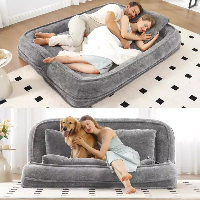 Poltrona a sacco grande a due posti con 5 posizioni regolabili – Divano 2 in 1 per umani e animali domestici