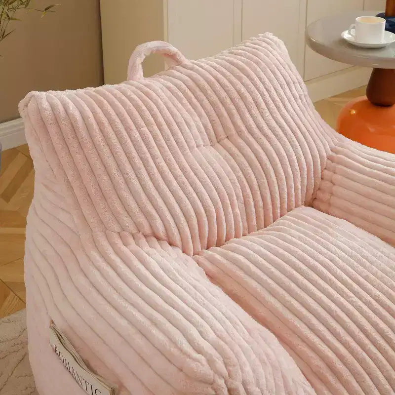 Poltrona Divano Pouf Moderno in Velluto a Coste con Braccioli e Poggiapiedi