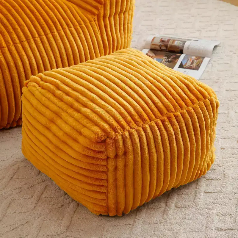 Poltrona Divano Pouf Moderno in Velluto a Coste con Braccioli e Poggiapiedi