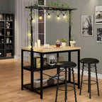 Isola da Cucina 42/47" con Contenitore e Sedute – Scaffale da Panettiere a 3 Livelli, Tavolo da Pranzo per 4