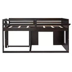 Letto a soppalco basso con contenitore per bambini, letto a soppalco singolo in legno con armadio e mensola per bambine e bambini