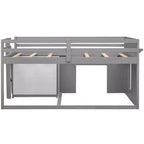 Letto a soppalco basso con contenitore per bambini, letto a soppalco singolo in legno con armadio e mensola per bambine e bambini