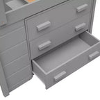 Letto a soppalco basso con contenitore per bambini, letto a soppalco singolo in legno con armadio e mensola per bambine e bambini