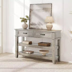 Consolle da Ingresso Stile Rustico con 2 Cassetti e Scaffale a 3 Ripiani