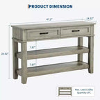 Consolle da Ingresso Stile Rustico con 2 Cassetti e Scaffale a 3 Ripiani