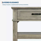 Consolle da Ingresso Stile Rustico con 2 Cassetti e Scaffale a 3 Ripiani