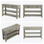 Consolle da Ingresso Stile Rustico con 2 Cassetti e Scaffale a 3 Ripiani