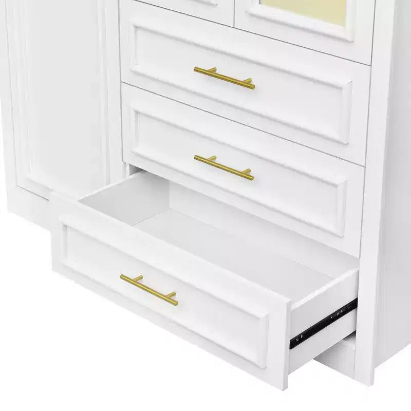 Armadio a 3 ante con luce LED e 3 cassetti – Bianco